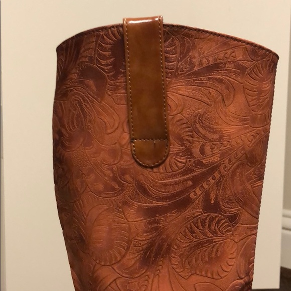 Jacquard embroidered camel color boots - Picture 5 of 7